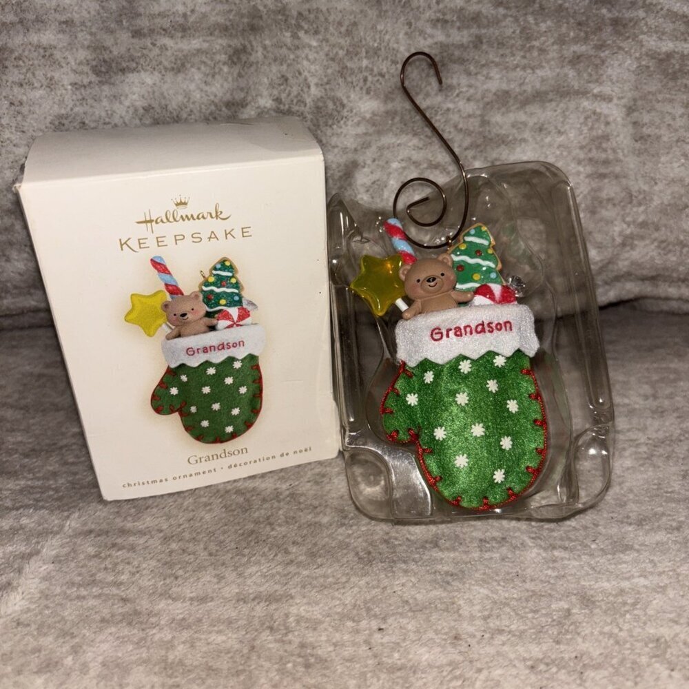 Hallmark Keepsake Ornament 2008 Grandson Mitten Bear Star Candy